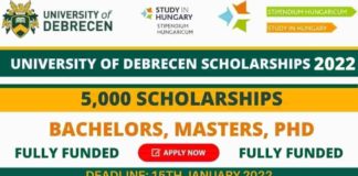 University of Debrecen Scholarship in Hungary 2022