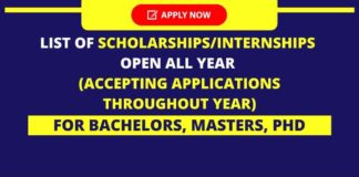 Scholarships, Internships open All Year