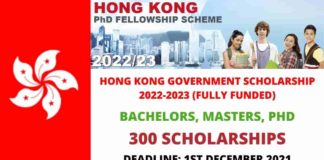 Hong Kong Government Scholarship 2022