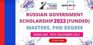 Government of Russia Scholarship 2022 | Fully Funded