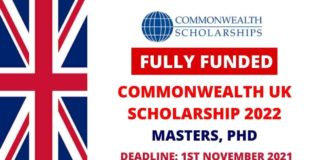 Commonwealth UK Scholarship 2022 | Fully Funded