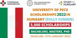 University of Pecs Hungary Scholarships 2022