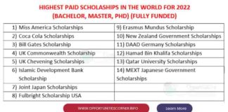 Highest Paid Scholarships in the World