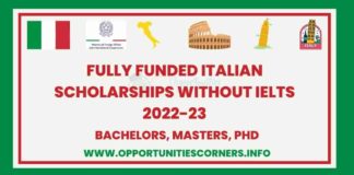 Fully Funded Italian Scholarships Without IELTS