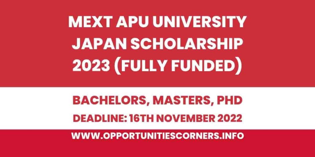 MEXT APU Japan Scholarships 2023