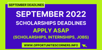September Scholarships 2022 Deadlines