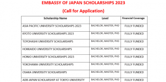 Embassy of Japan Scholarships 2023