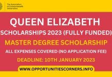 Queen Elizabeth Scholarship 2023