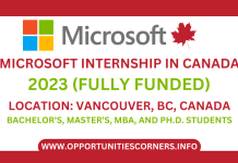 Microsoft Internship in Canada 2023
