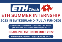 ETH Summer Internship 2023 in Switzerland