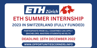 ETH Summer Internship 2023 in Switzerland